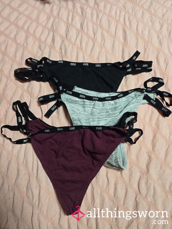 Double Strap PINK Thong- Black, Grey Or Burgundy