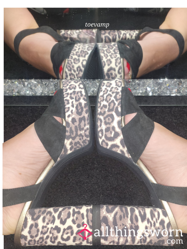Double Toevamp In Leopard Platform Heels