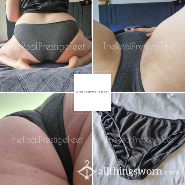 Basic Dark Grey Cotton Full Back Knickers | Size 12-14 | 2 Days Wear | Includes Pics & Premade Video | See Listing Photos For More Info | From £15.00 + P&P