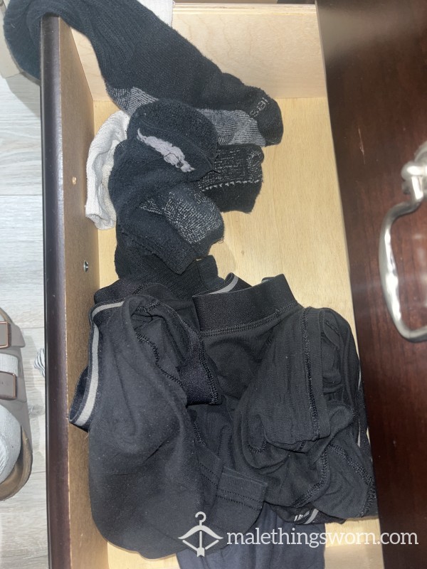 Drawer Of Used Clothes. 4 Pairs Of Underwear, 4 Pairs Of Socks (ALL USED) Message Me To Inquire About Buying The Bundle