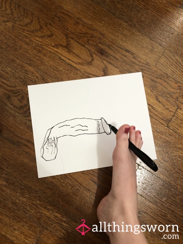 Drawing Your D*ck With My Toes 🍆🦶🖌️