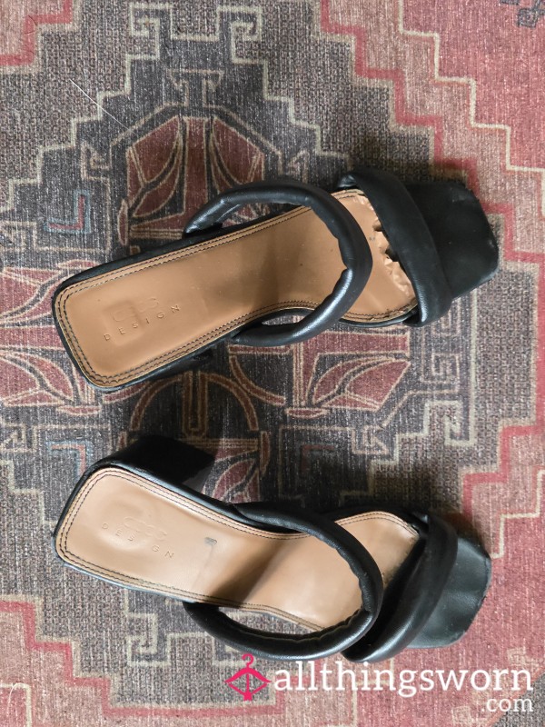 🚨DISCOUNTED Drouxs Block Heel Open Toe Mules - Foot Fetish - Every Wear - No Scent - Just Extreme Wear & Toe Prints, P**ling & Damage Size UK 9 - EU 43