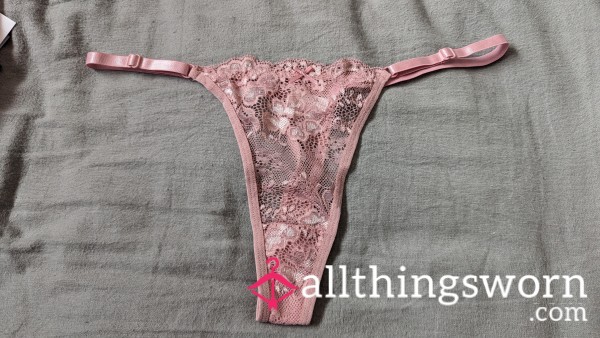 Dusky Pink Lace Thong