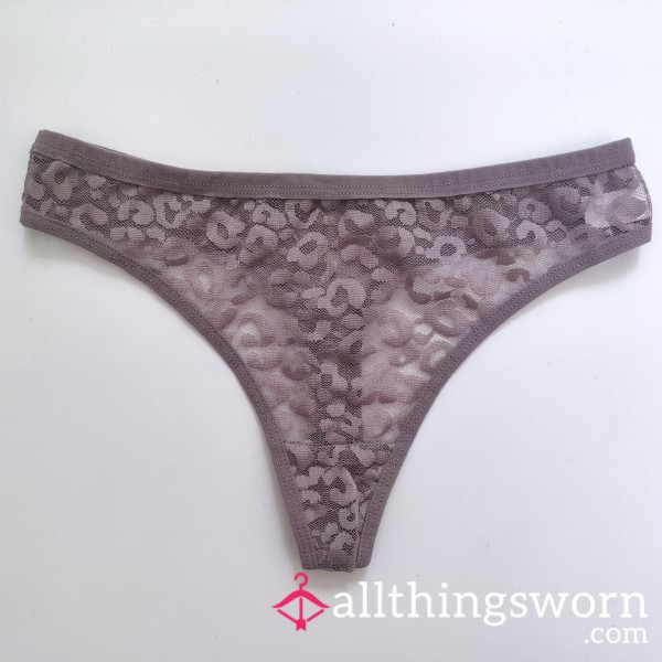 Dusty Mauve Leopard Lace Thong