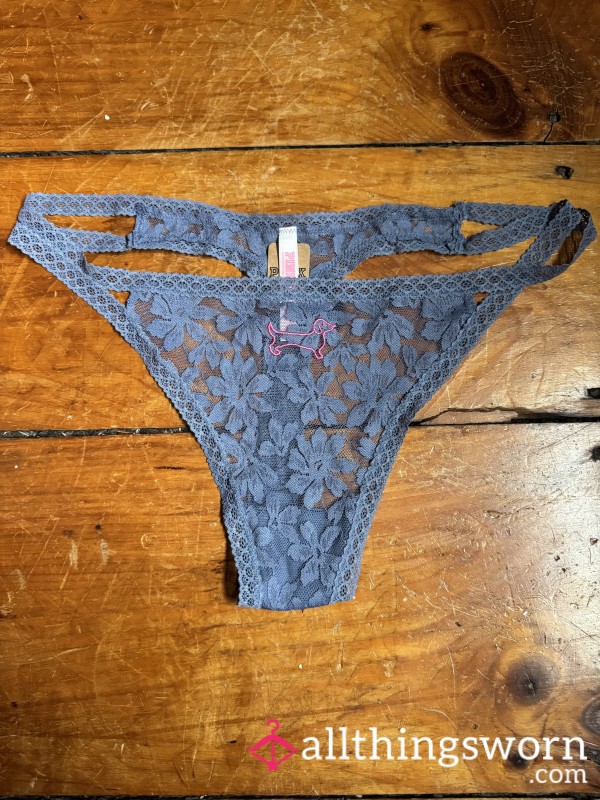 💜🐶 Dusty, Purple Double String Side, Lace Thong, XXL, VS