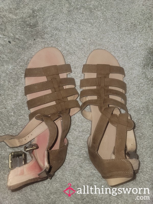 Tan Gladiator Flats