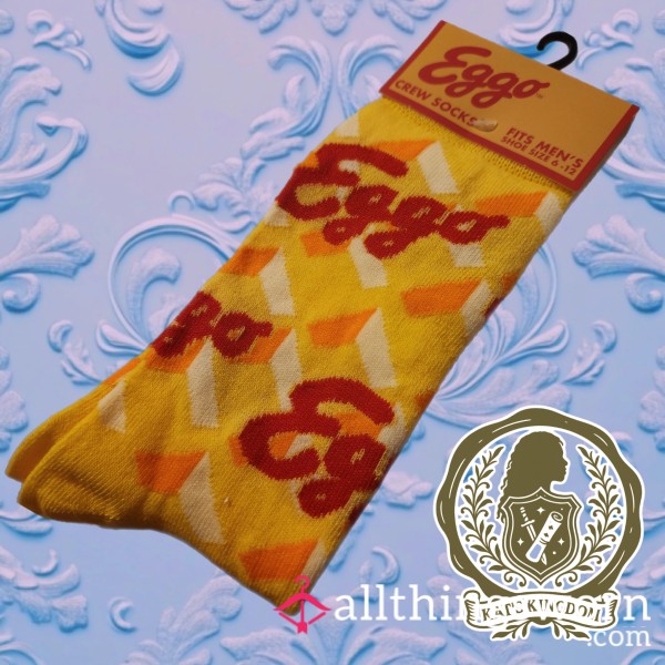 Eggs Waffles Yellow Crew Socks