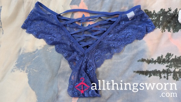 💙Electric Blue Criss-cross Brazilian Lace Panties