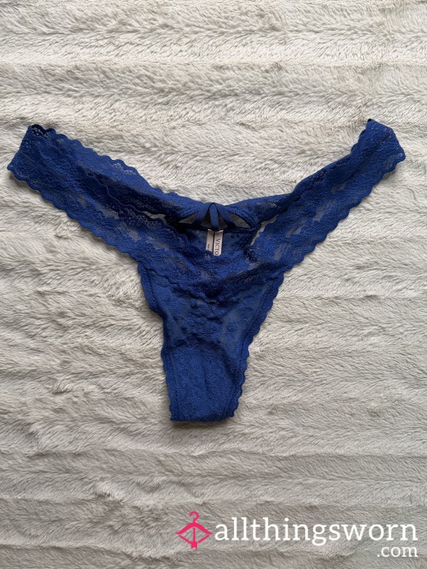 Electric Blue Lace Thong