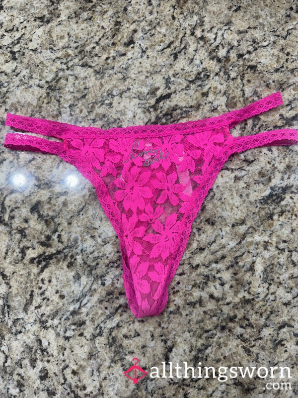 Electric Pink Thong Worn While Working Out