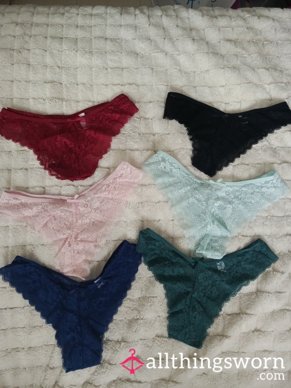 Elegant Lace Trim Underwear With A Cute Little Bow 6 Different Colours Available Full 24 Hour Wear