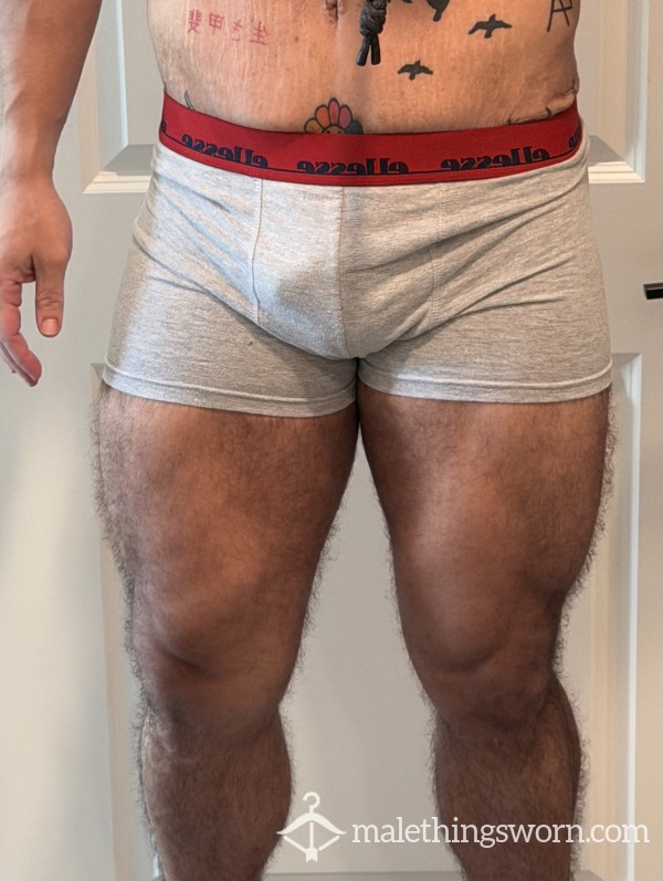 Ellesse Performance Trunks | Grey & Vibrant Red Logo Band
