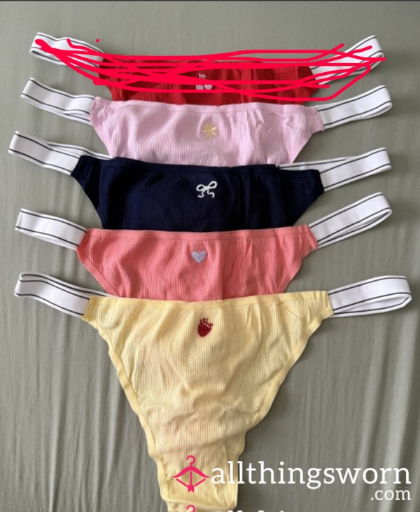 Embroidered Thong Panties