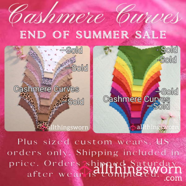 END OF SUMMER SALE! Plus Sized Custom Wear Panty Pre-orders US ORDERS ONLY. Shipping Is Included In Pricing.
