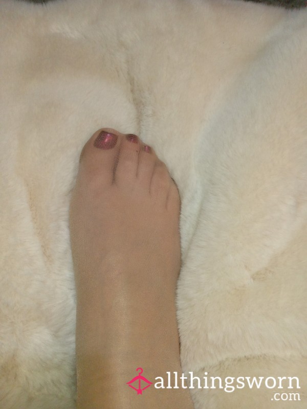 Enjoy Looking At My Feet In Nude Tights And Barefoot