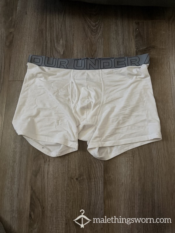 Everyday Wear Under Armour White Boxer Briefs. Worn For Work