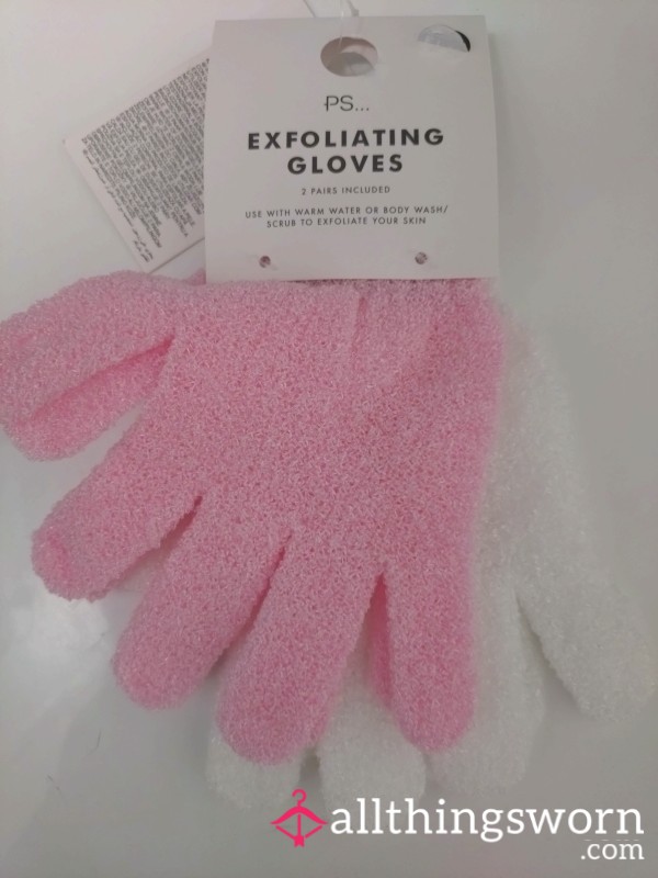 Used Exfoliating Gloves, Pink Or White