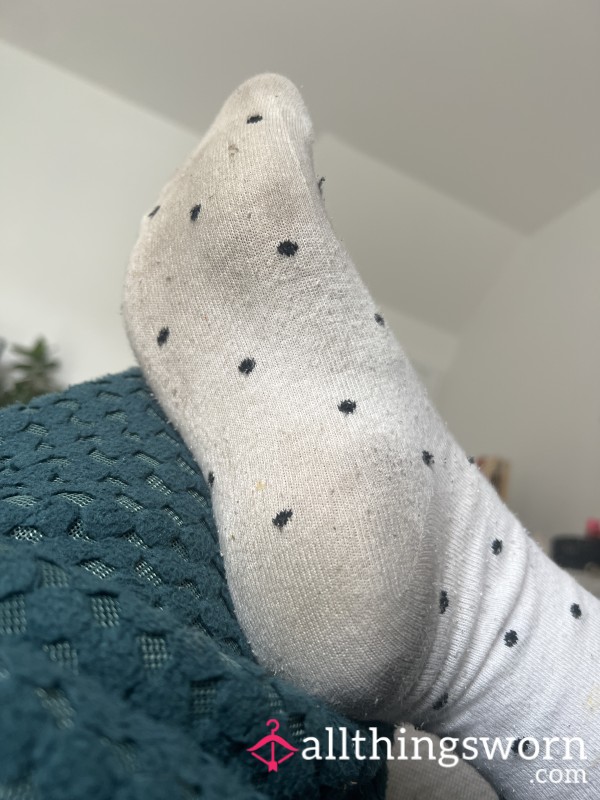 Extra Dirty White Polka Dot Socks
