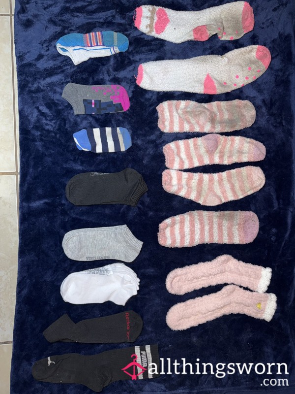 Extra Sweaty Soles Stinky Running Jogging Gym Grey White Black Ankle Crew Fuzzy Socks