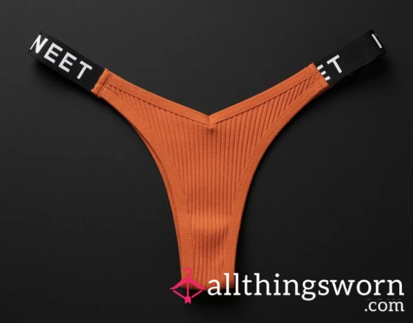 Extra Tight Orange Thong Worn 1 Day By 21yo Girlfriend