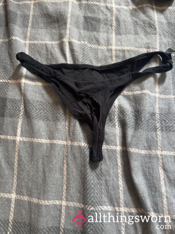 Extra Used Dirty Black Thongs.