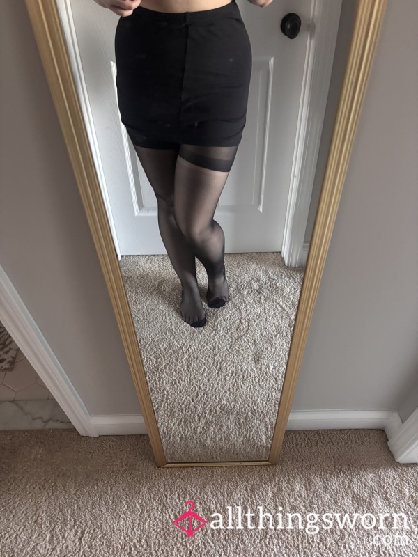 Extra Worn In Black Pantyhose