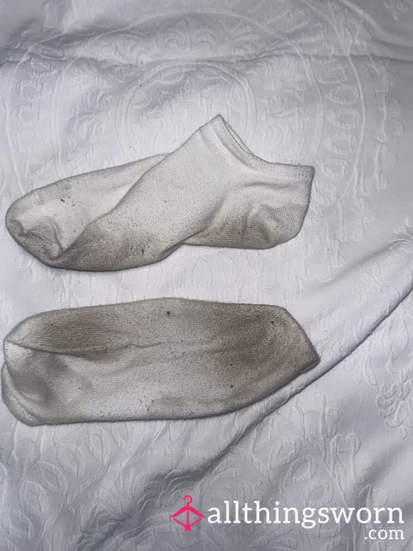 Extra Worn In White Trainers Socks
