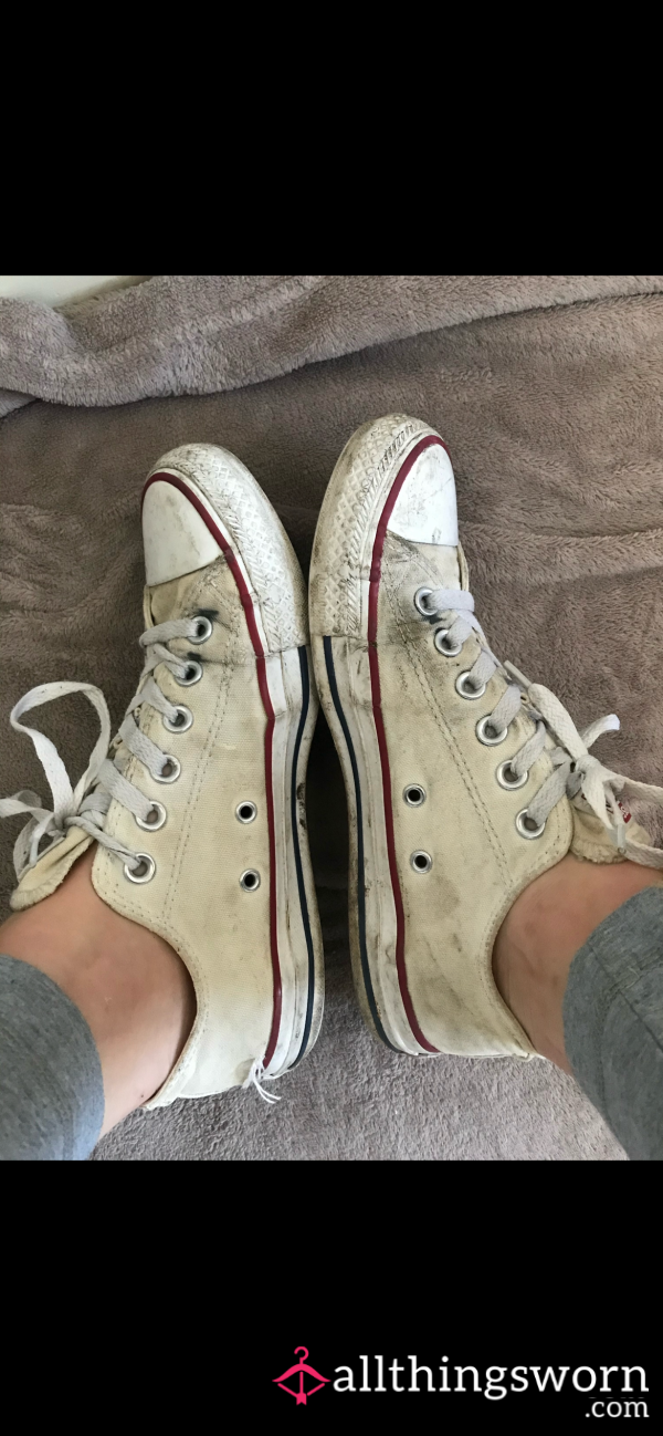 Extremely Barefoot Worn White Converse Trainers