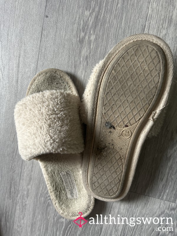 There Still Marinating On My Feet. Extremely Old Dirty Worn Smelly Slippers