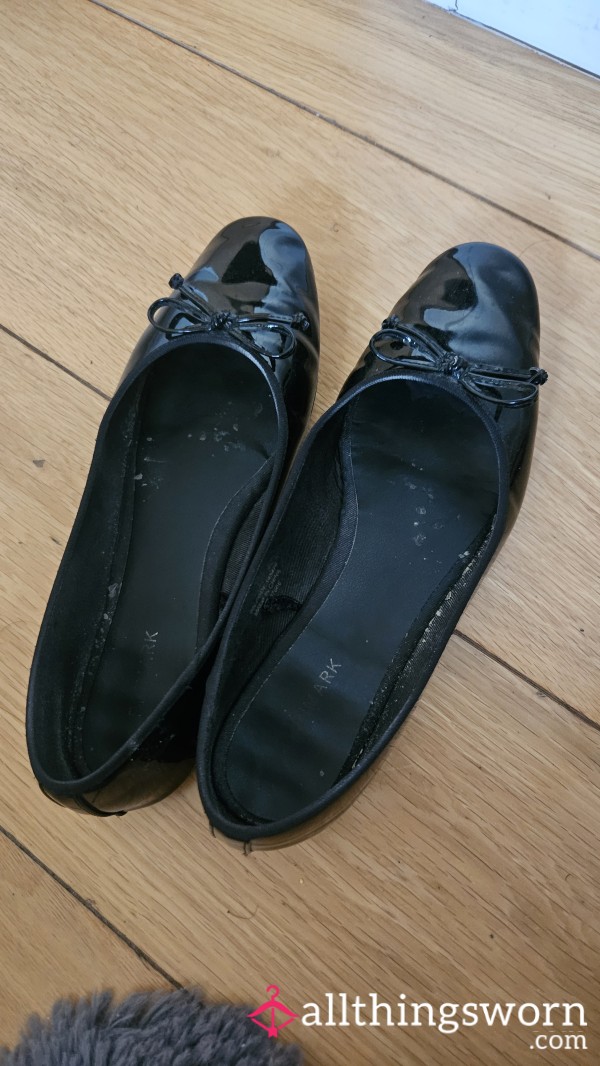 Extremely Smelly And Worn Out Shiny Ballet Flats