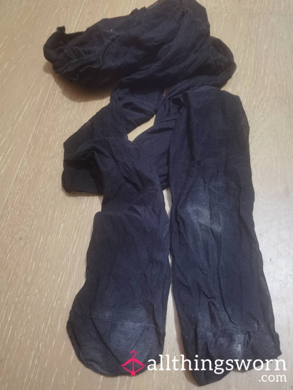 Extremely Soiled Black Sheer Pantyhose