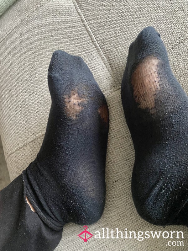Extremely Well-worn Black Socks With 48hr Wear & Free Shipping In Canada