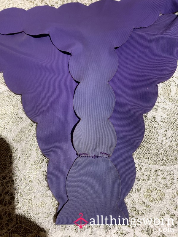 Extremely Well Worn Pu**y Bleached Purple Thong 💟 With 48hr Wear & Free Shipping In Canada