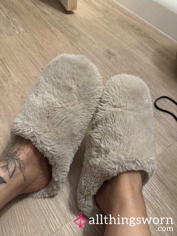 Extremely Well Worn Fuzzy House Slippers