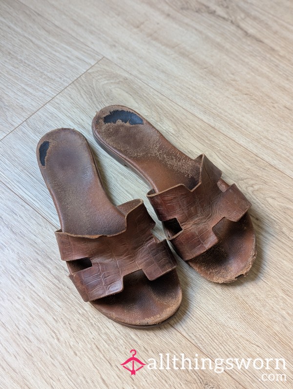 Extremely Worn Real Leather Sandals