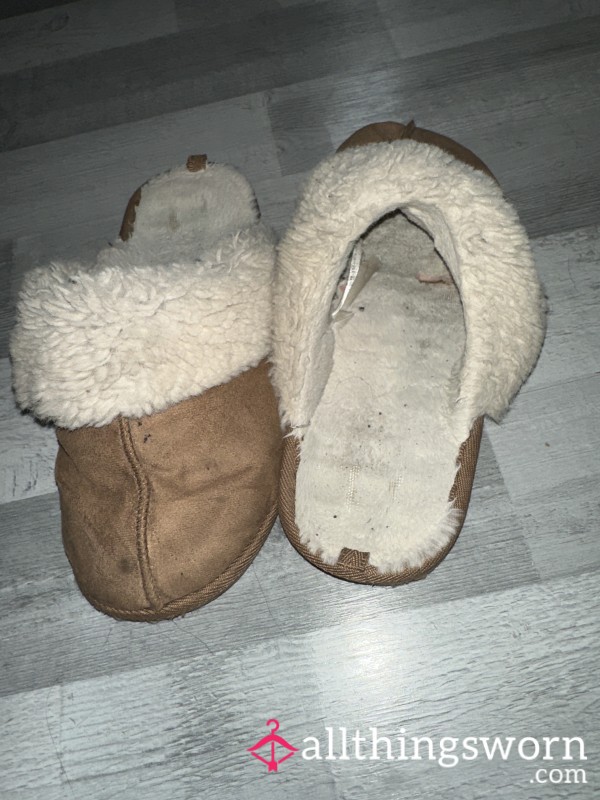 Extremely Worn & Used Fluffy Slippers, Never Washed!