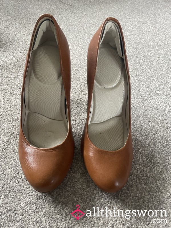 Faith Brown-Tan Heels (UK Size 4)