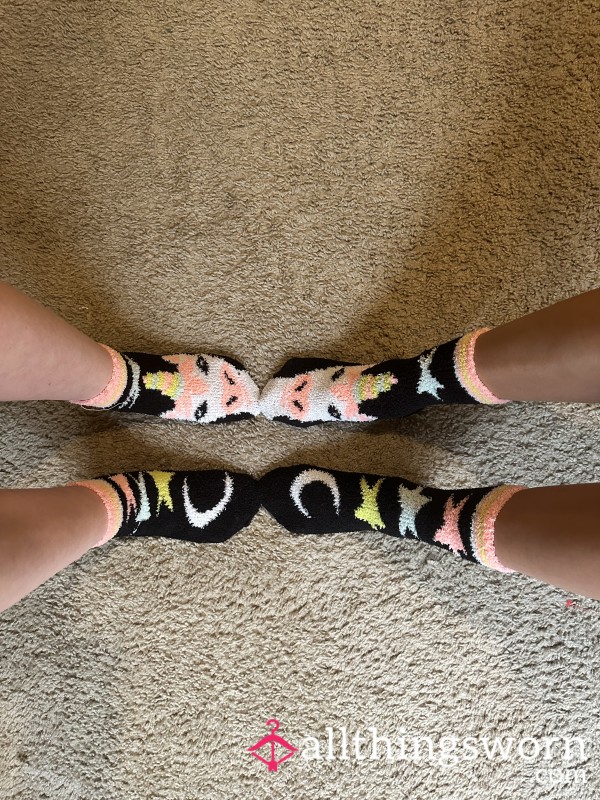 🦄🌙Fantasy Feet: Double Pair Sock Set – Unicorn & Moon, Worn By 2 Goddesses