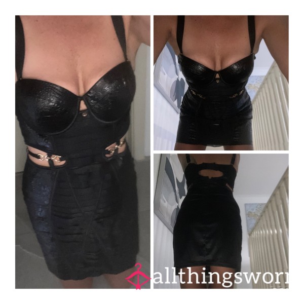 Faux Leather And Silk Dress