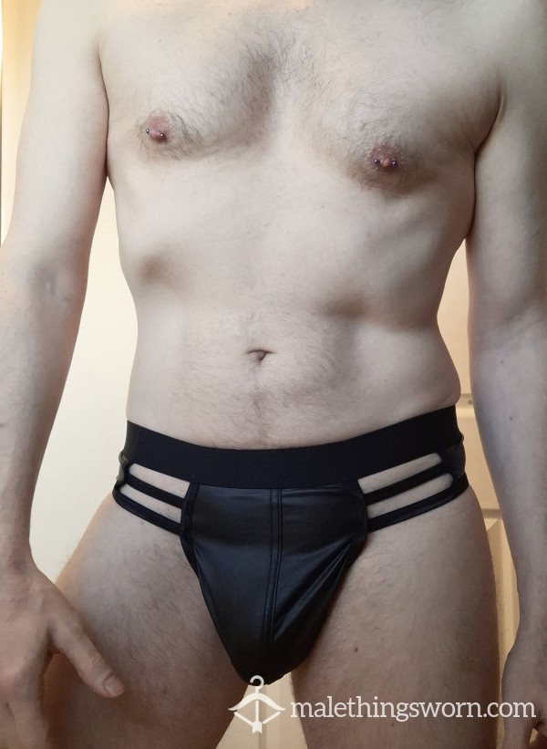 Faux Leather Cutaway Thong