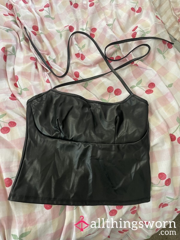 Faux Leather Sl*tty Top 🖤 - Worn To Many Many Bars ;)