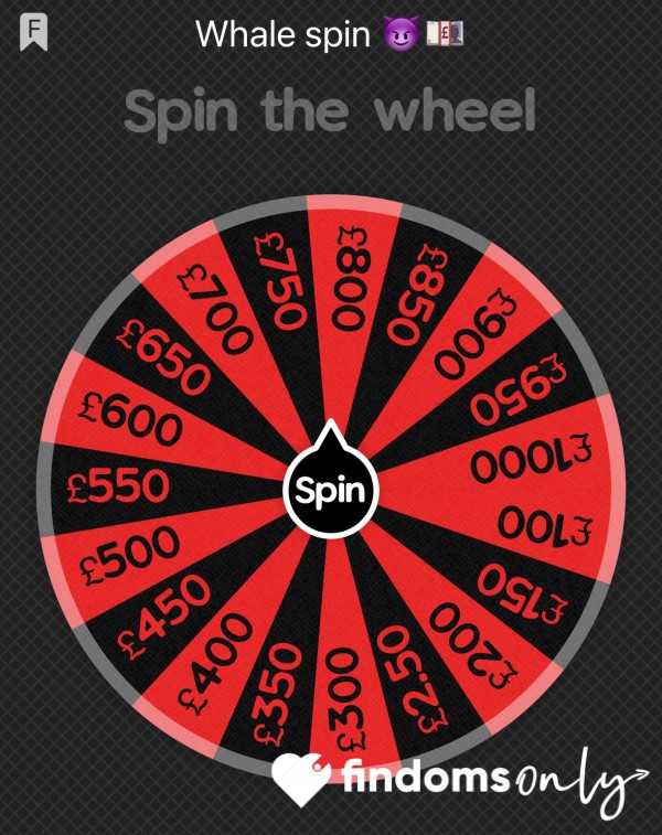 Feeling Brave? Feeling Frisky? Have A Go At My Whale Wheel Spin. £10 Per Spin With A Juicy Amount Each Section From £100-£1000 🥵🥵