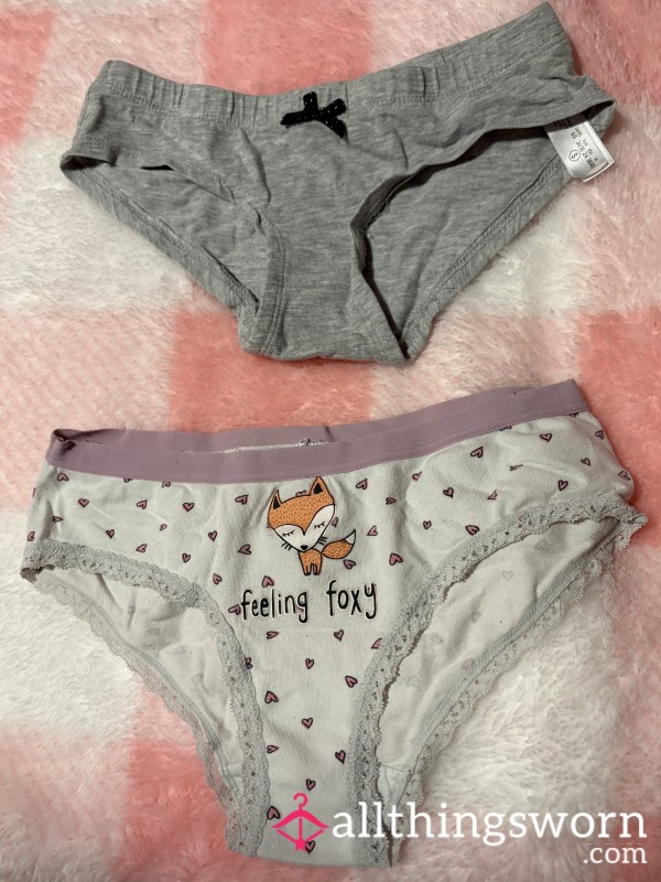 Feeling Foxy White And Pink Hearts Or Grey With Black Bow Pants Pick A Pair Worn On My Size 6 Little Bu*t An Creamy Pu**y Vacuum Sealed
