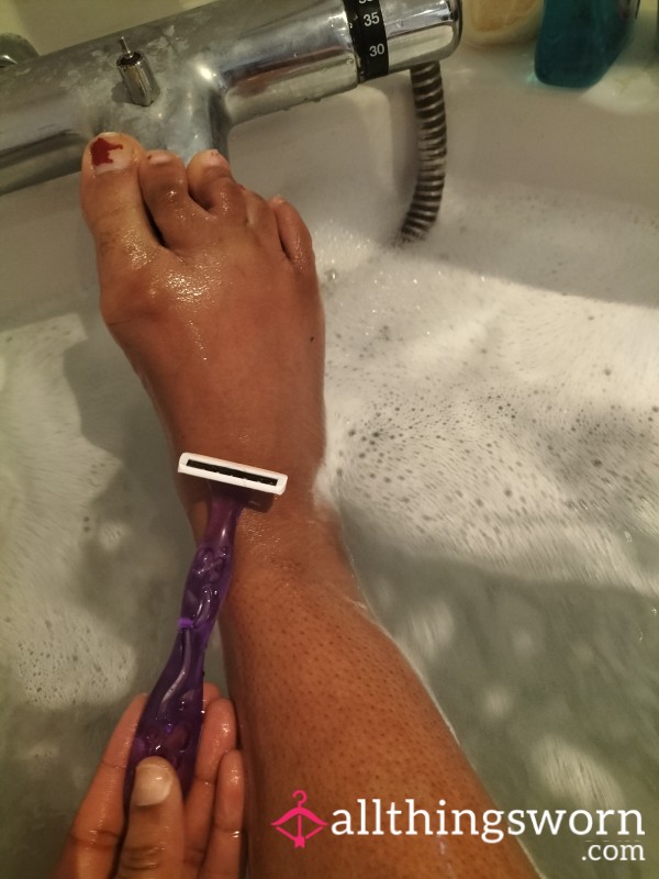 Feet Content Video Of Shaving My Legs In The Bath