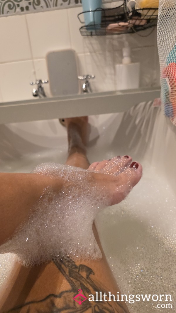 Feet Cover In Bath Bubbles