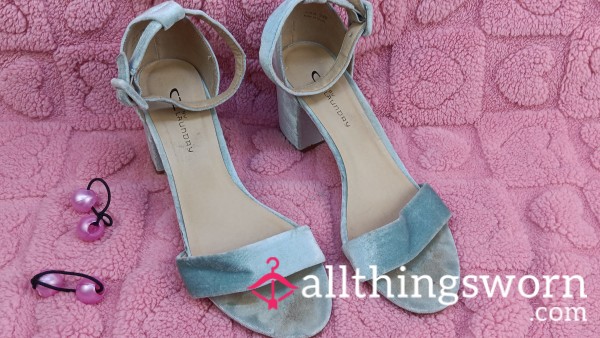 SOLD @Josh988 TY Sweetie! Feet Kissed Smelly Block Heels Sandals With Toe Imprints Worn By TS Dani Tempest