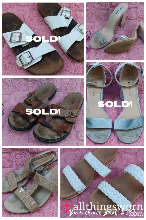 Feet Kissed Stinky Smelly Sandals W/Toe And Heel Imprints (Only Three Pairs Left!) Your Choice $39