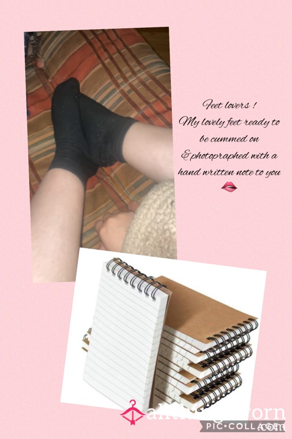 Feet Lovers ! My Lovely Feet Ready To Be C*mmed On & Photographed With A Hand Written Note To You