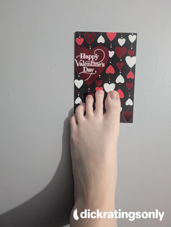 Feet Pic Holding A Valentine's Card