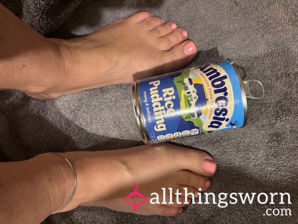Feet Sploshing In Rice Pudding. Watch The Little Grains Of Rice Ooze Between My Toes. Dying To Be Sucked And Licked Clean.